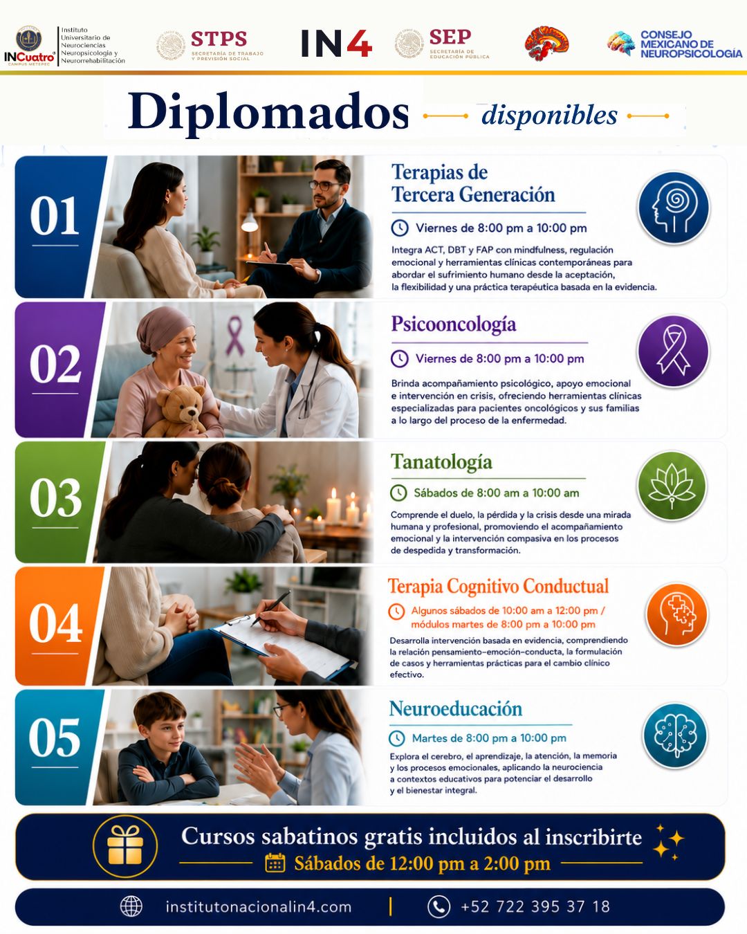 Instituto Nacional de Neurociencias Neuropsicología y Neurorrehabilitación Facebook ad: Diplomados disponibles