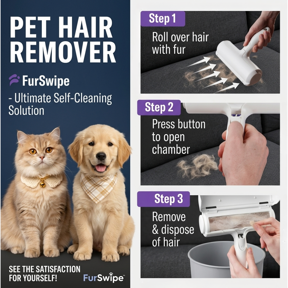 Purely Charmed Facebook ad: Fur everywhere Not anymore.