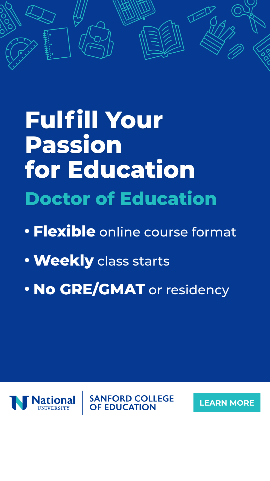 National University Facebook ad