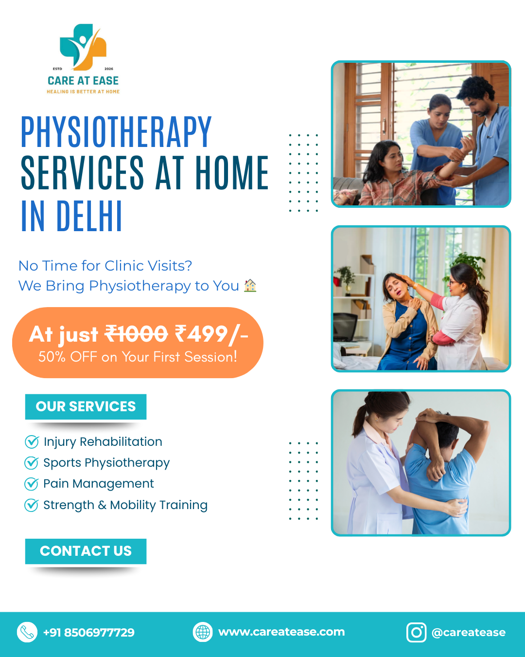 Healdoor Facebook ad: Physiotherapy at Home in Delhi, ₹499