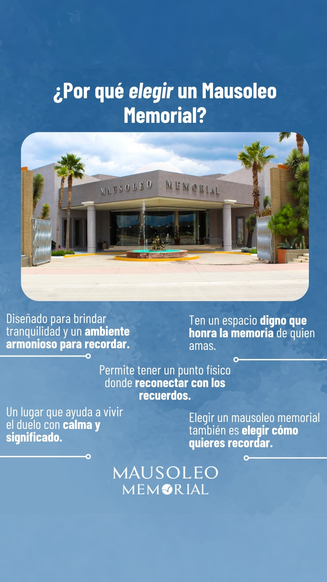 Mausoleo Memorial Facebook ad: Tenemos nichos disponibles, un lugar de paz diseñado…