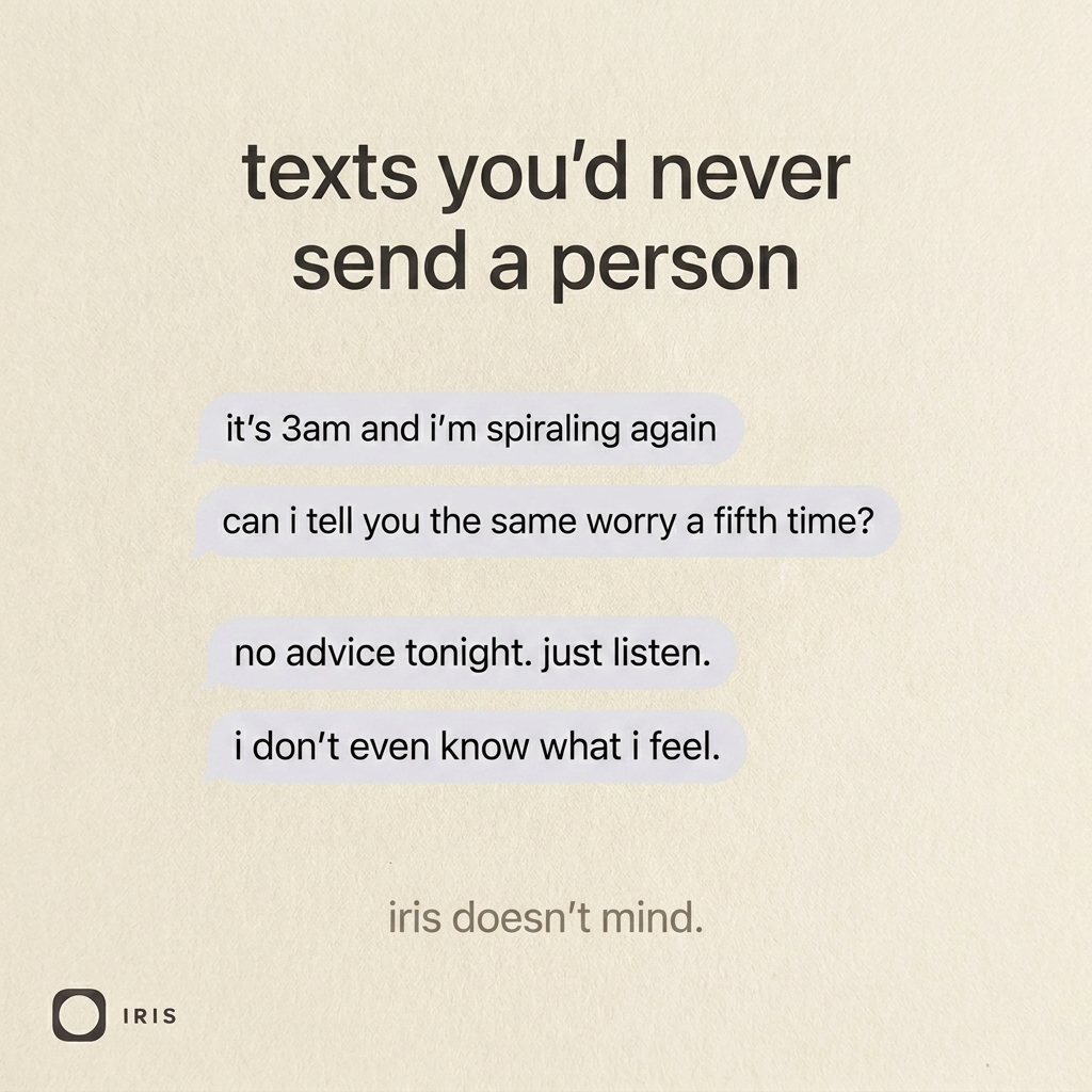 Iris Chat Facebook ad: a private place to let it out, right in your messages