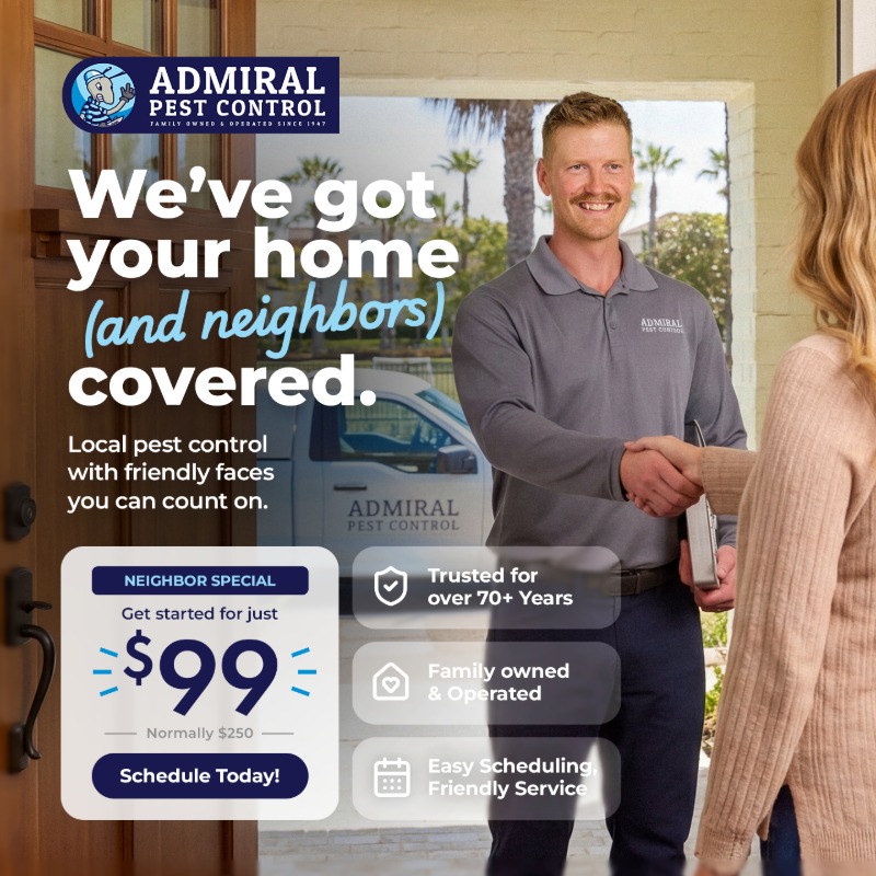 Admiral Pest Control Inc. Facebook ad: Neighborhood Pricing for Fast Service in Your Area!