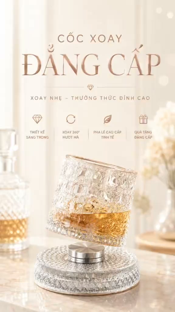 DreamHouse Decor Facebook ad: Ly thủy tinh 270ml đế xoay cao cấp…