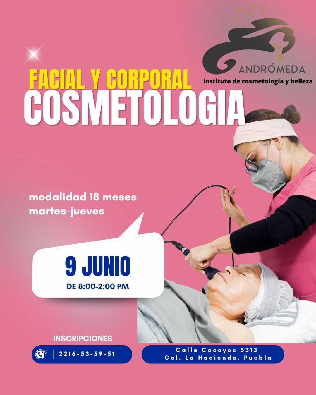 Andrómeda Instituto de cosmetología y belleza Facebook ad: Chatea con nosotros