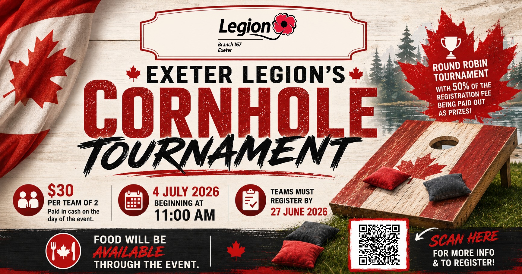 Exeter Legion, RE Pooley Br. 167 Facebook ad: Exeter Legion's Cornhole Tournament
