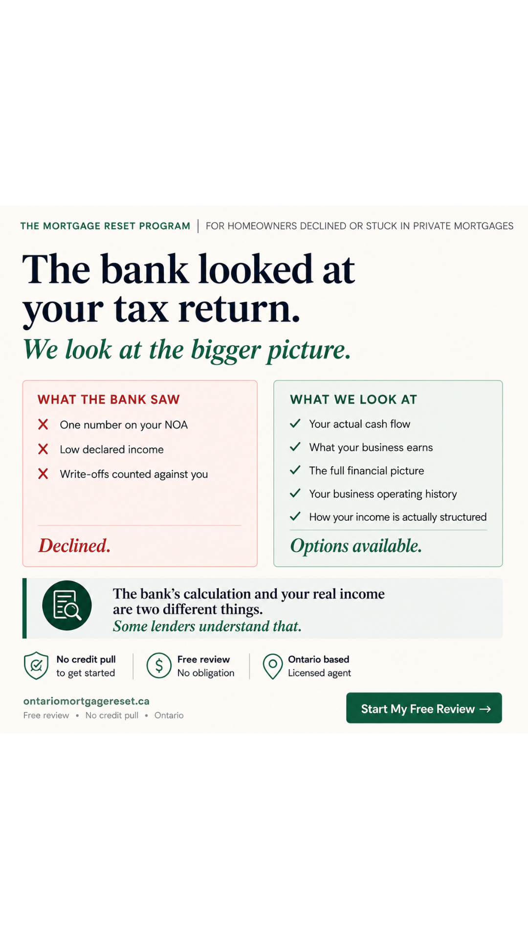 Ontario Mortgage Reset Facebook ad