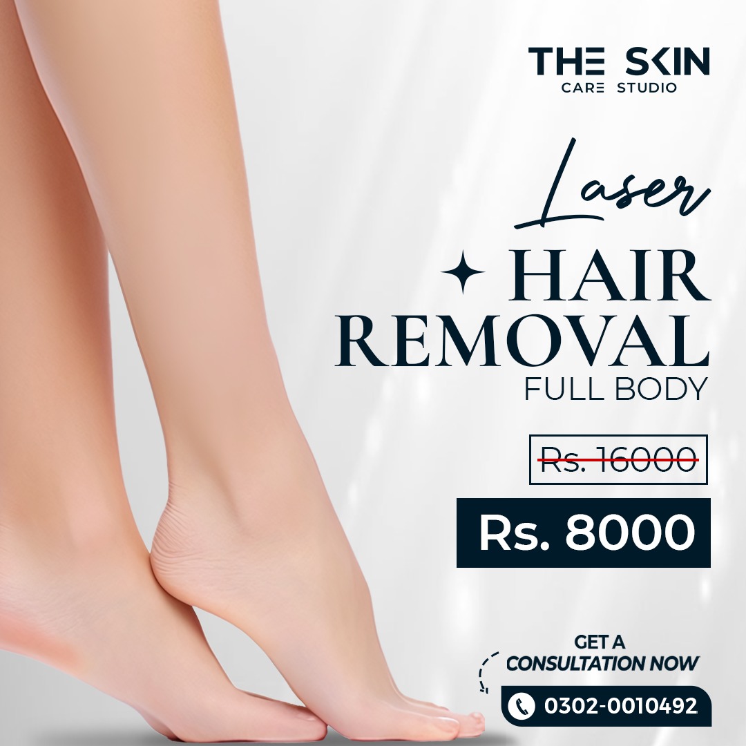 The Skin Care Studio Facebook ad: Laser hair treatment helps reduce unwanted hair and…