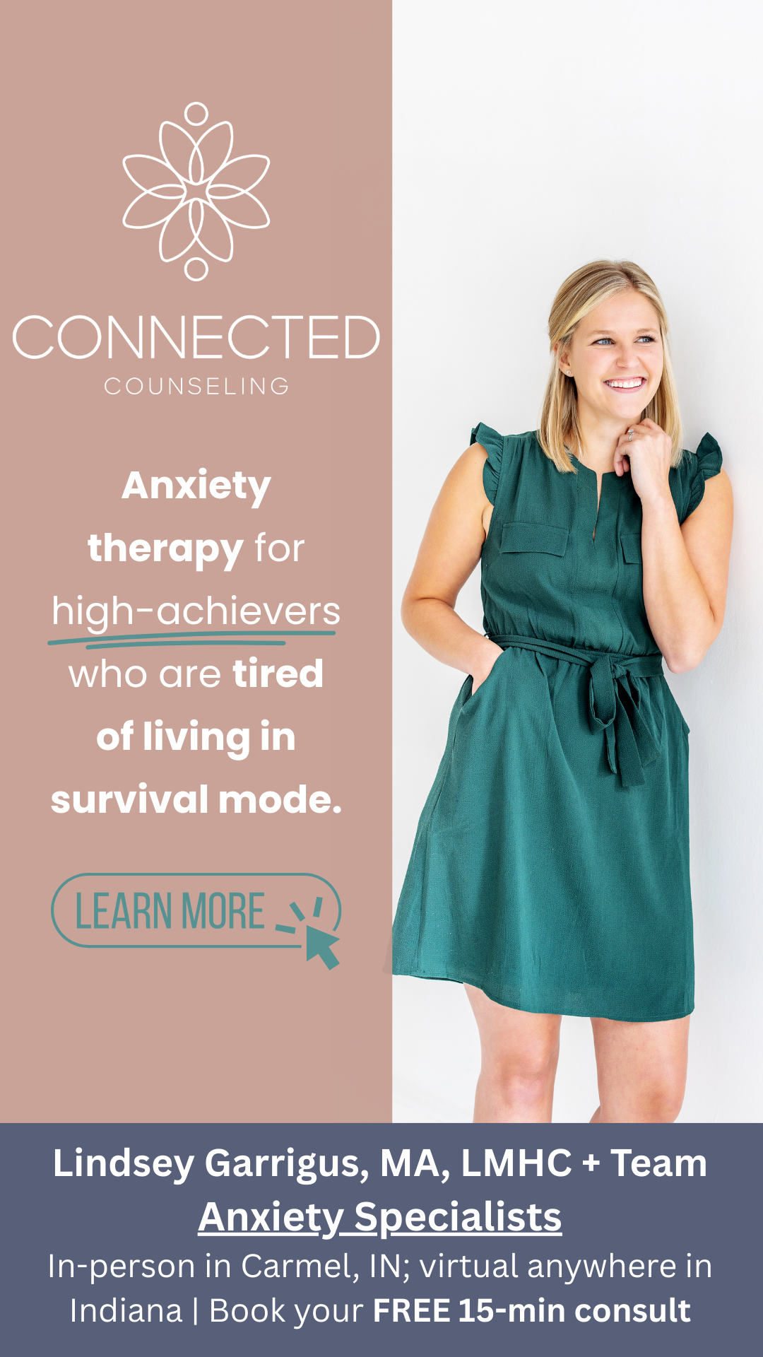 Connected Counseling LLC Facebook ad: When Your Brain Won’t Stop