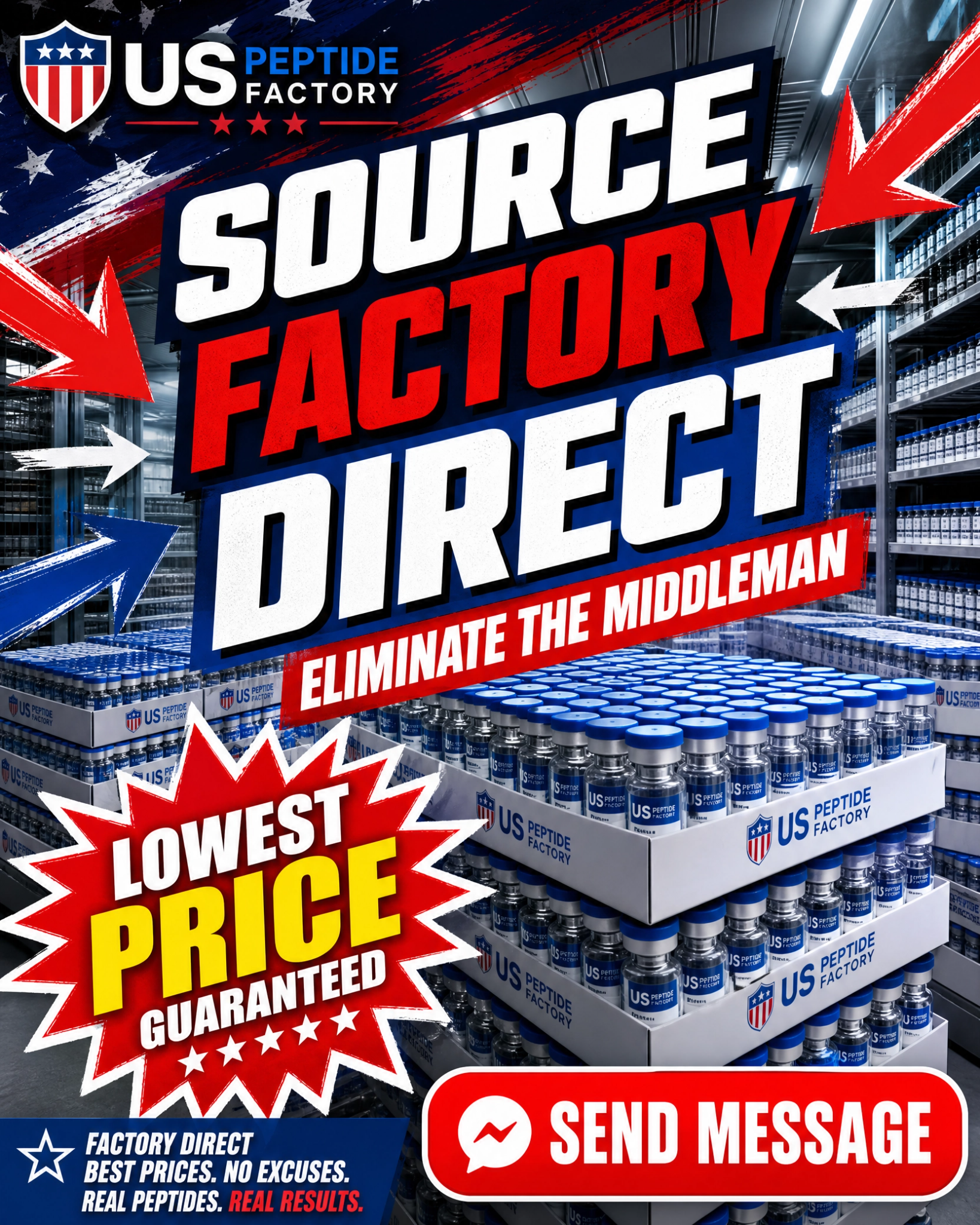 Prime Peptide Factory02 Facebook ad: US Peptides: Rigorous QC, 3-7 Days Delivery.