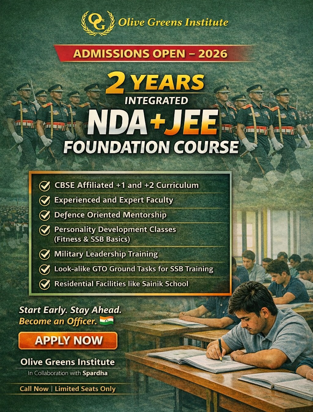 Olive Greens Facebook ad: Admissions Open 2026