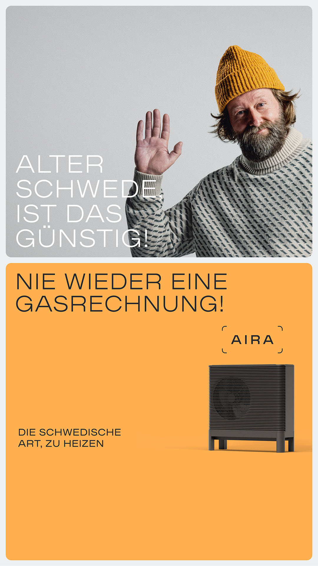 Aira Facebook ad: Jetzt unabhängiger von Gas werden