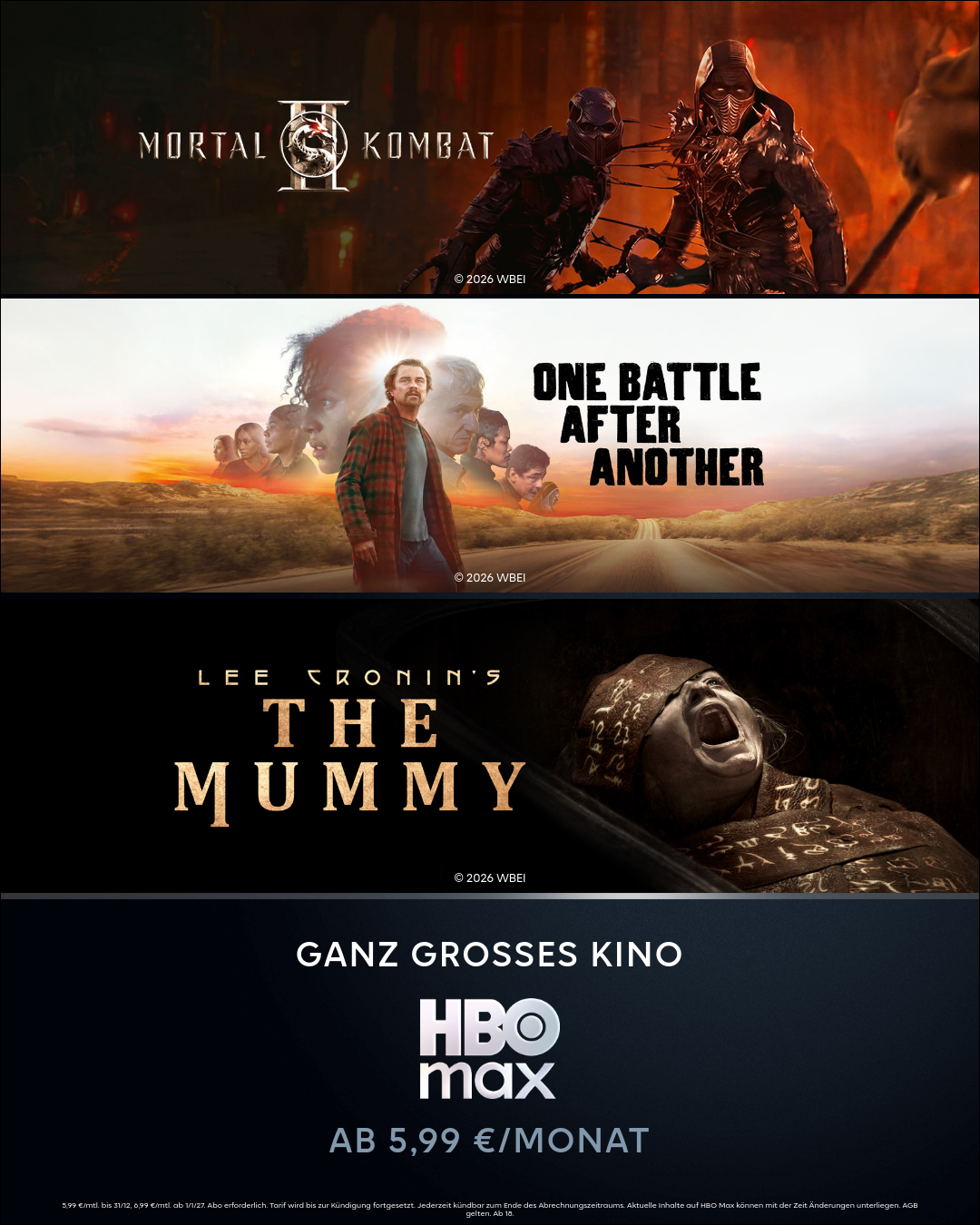 HBO Max Facebook ad: Wir bringen den Kino-Vibe zu dir