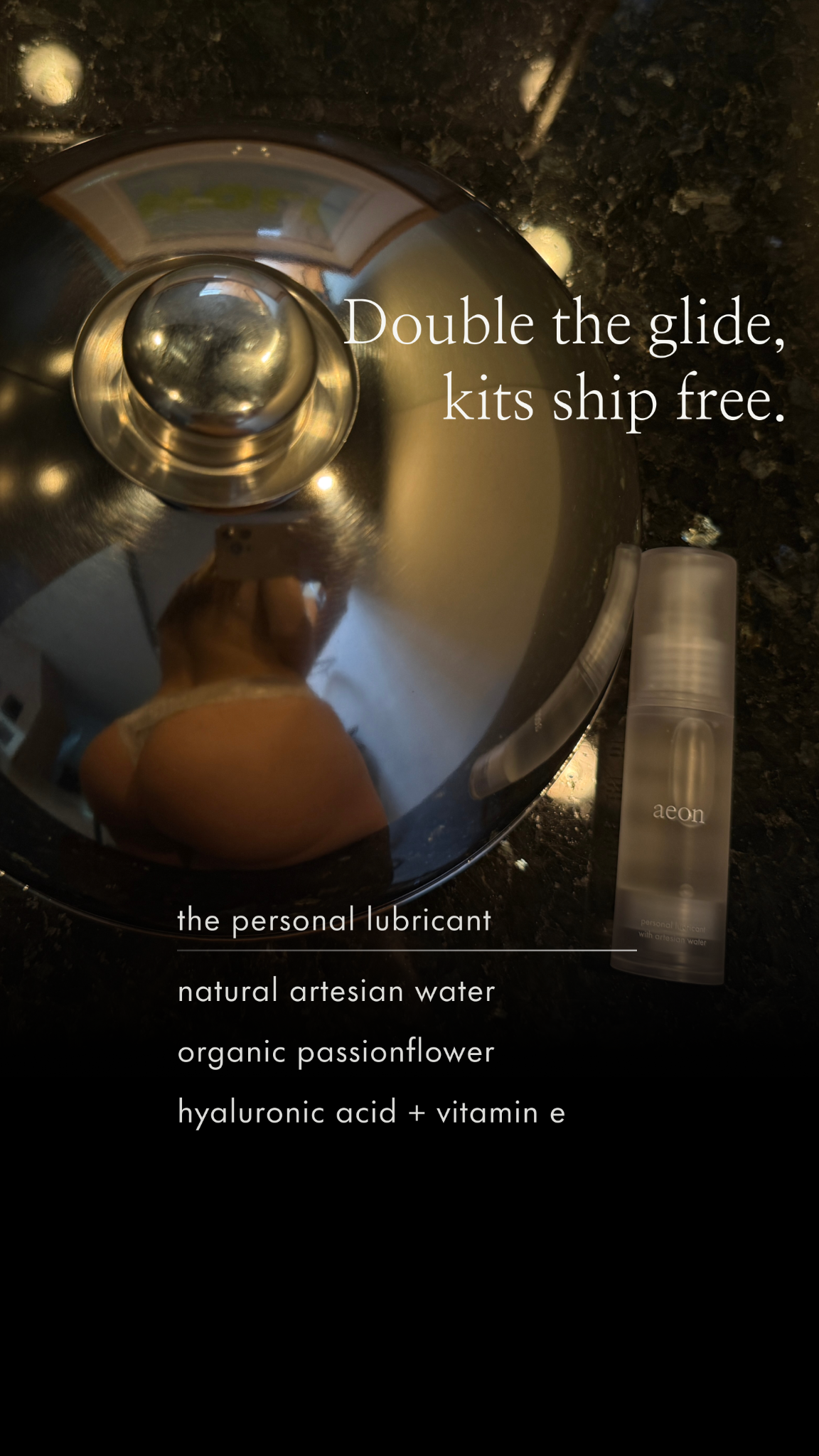 Aeon Bodycare Facebook ad: Feels naturally wet.