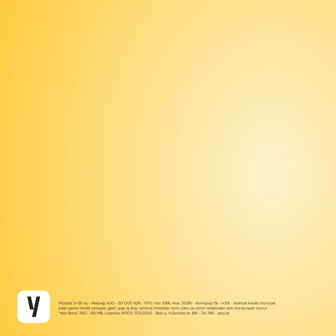 Yelo Bank Facebook ad: 8.9%-dən krediti indi al!
