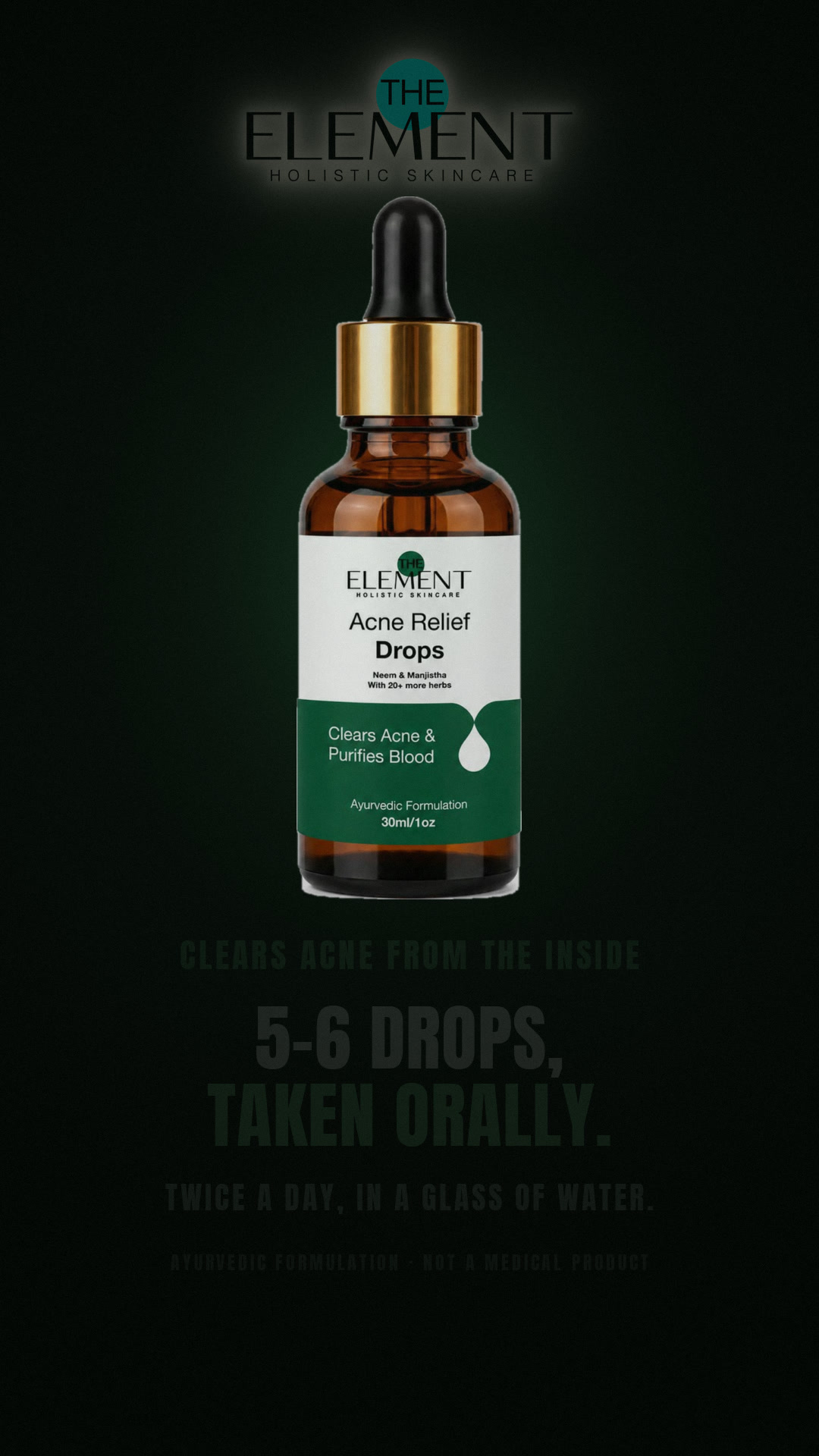 The Element Facebook ad: 21 Ayurvedic herbs. Taken orally.