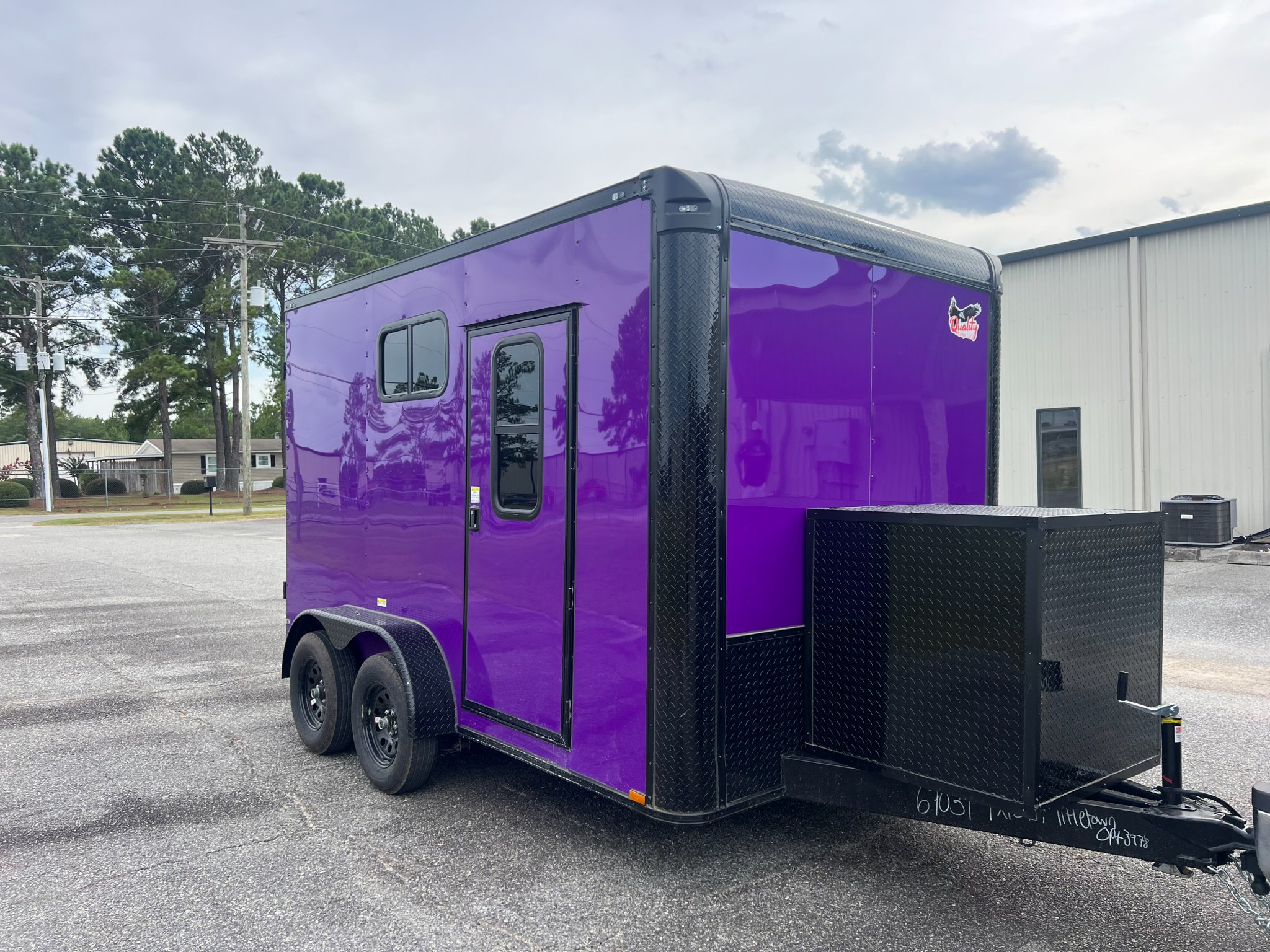 Kristy Bland Facebook ad: 7x12TA Purple Dog Grooming Trailer