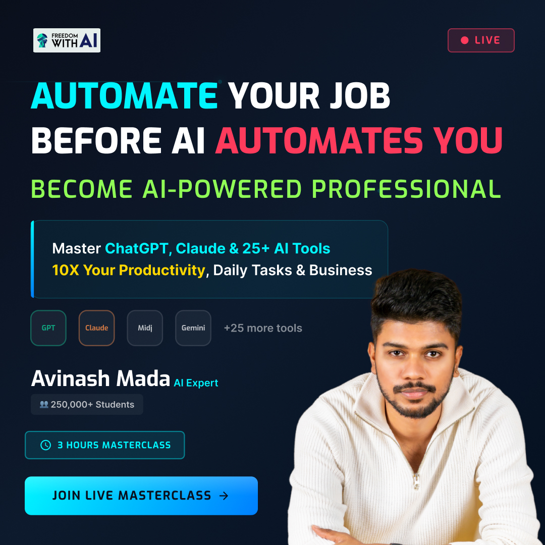 meetavinash Facebook ad: Freedom With AI, Free AI Webinar