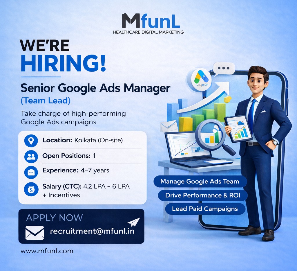 MfunL Healthcare Digital Marketing Agency Facebook ad: We're Hiring a Senior Google Ads Manager!