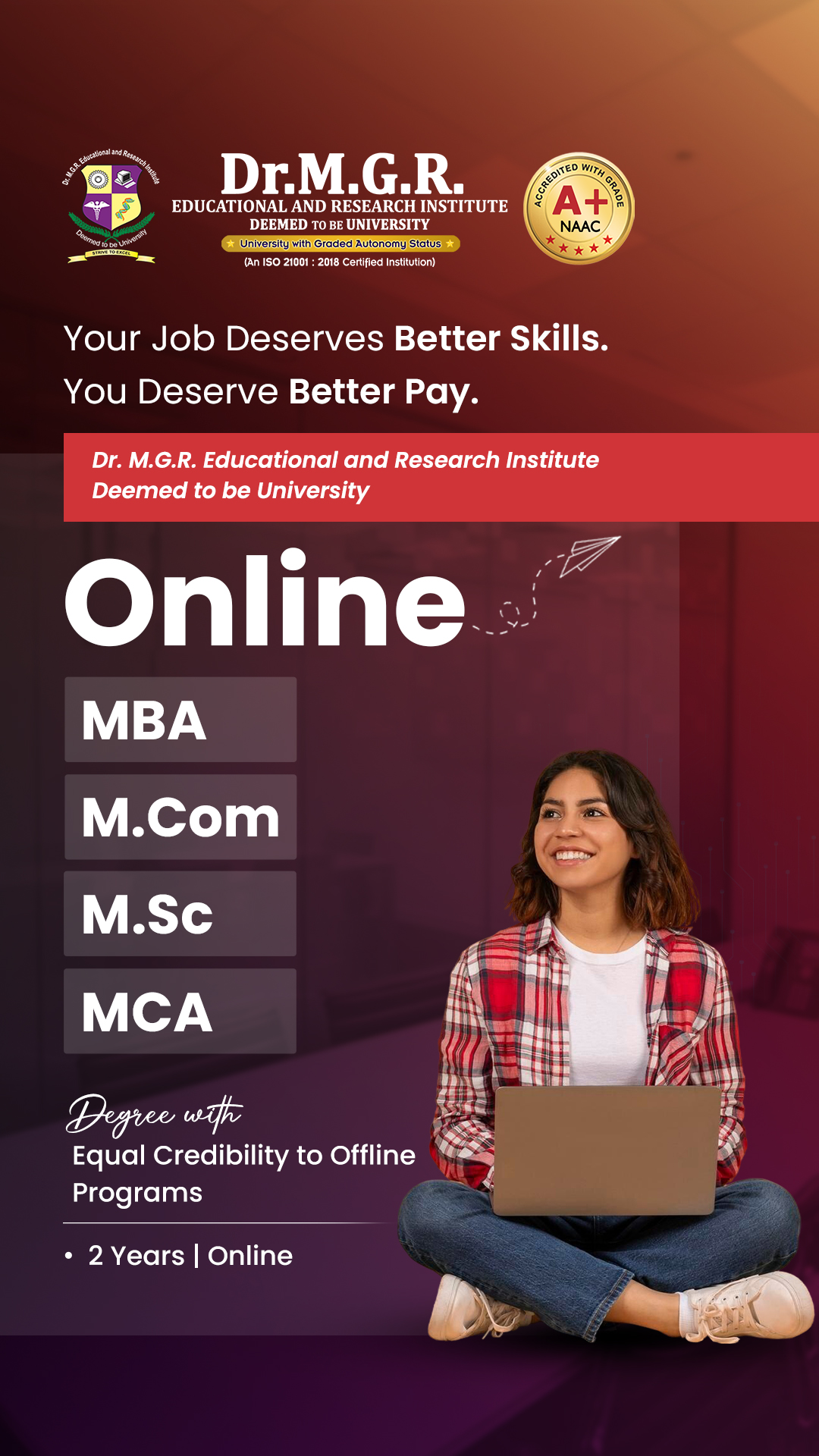 Dr. MGR University Online Programs Facebook ad