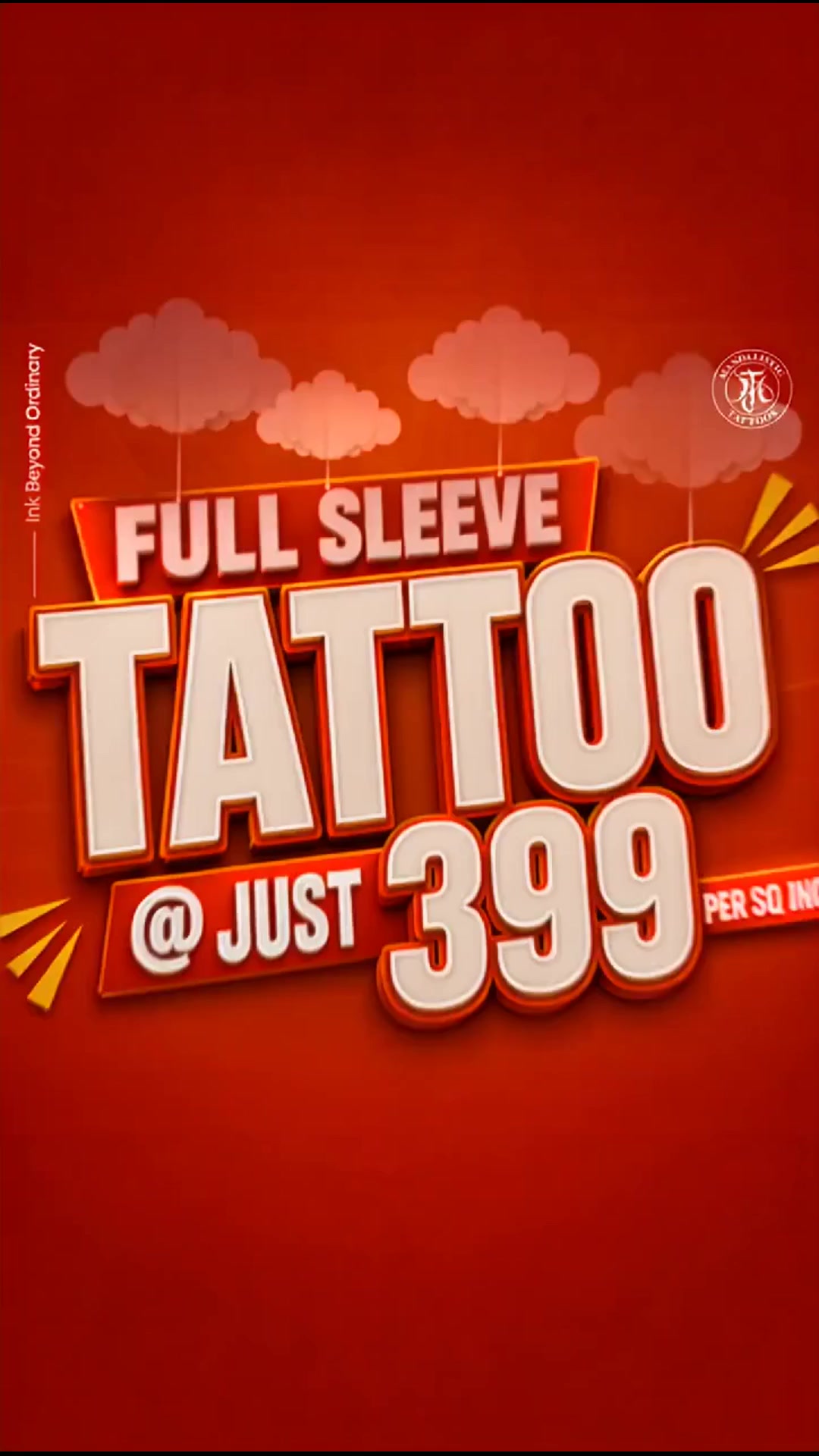Mandalistic Tattoo Studio Facebook ad: ₹399/Sq. Inch Tattoo Blitz, Mandalistic's Epic Flash Sale…