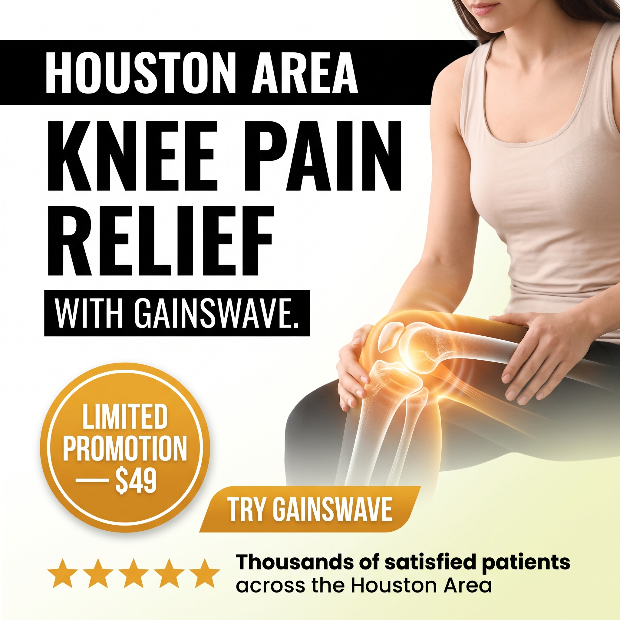 Shockwave Therapy Care Facebook ad: New Pain Relief Option! Claim Your $49 Special Offer