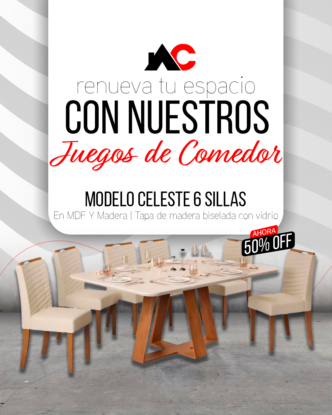 Amoblamientos Colonia Facebook ad: Transformá tu comedor con Amoblamientos Colonia.