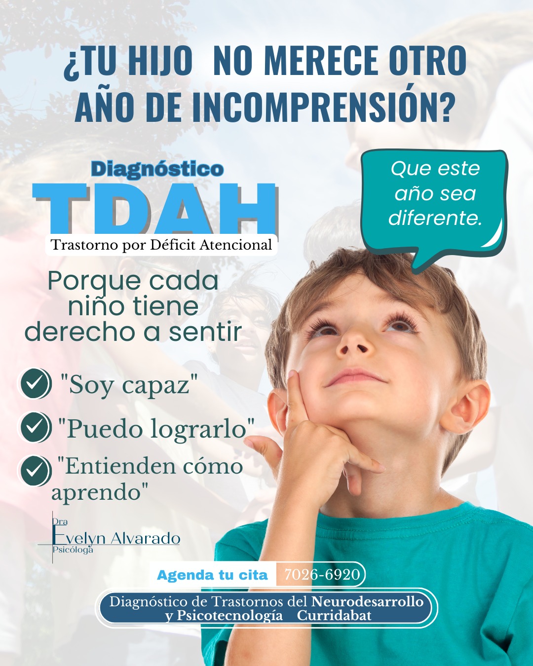 Dra. Evelyn Alvarado Solís Facebook ad: El Déficit Atencional No es falta de inteligencia…