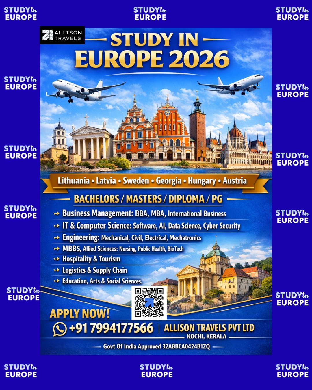 The Allison Travels Pvt.Ltd Facebook ad: Dreaming of studying in Europe?