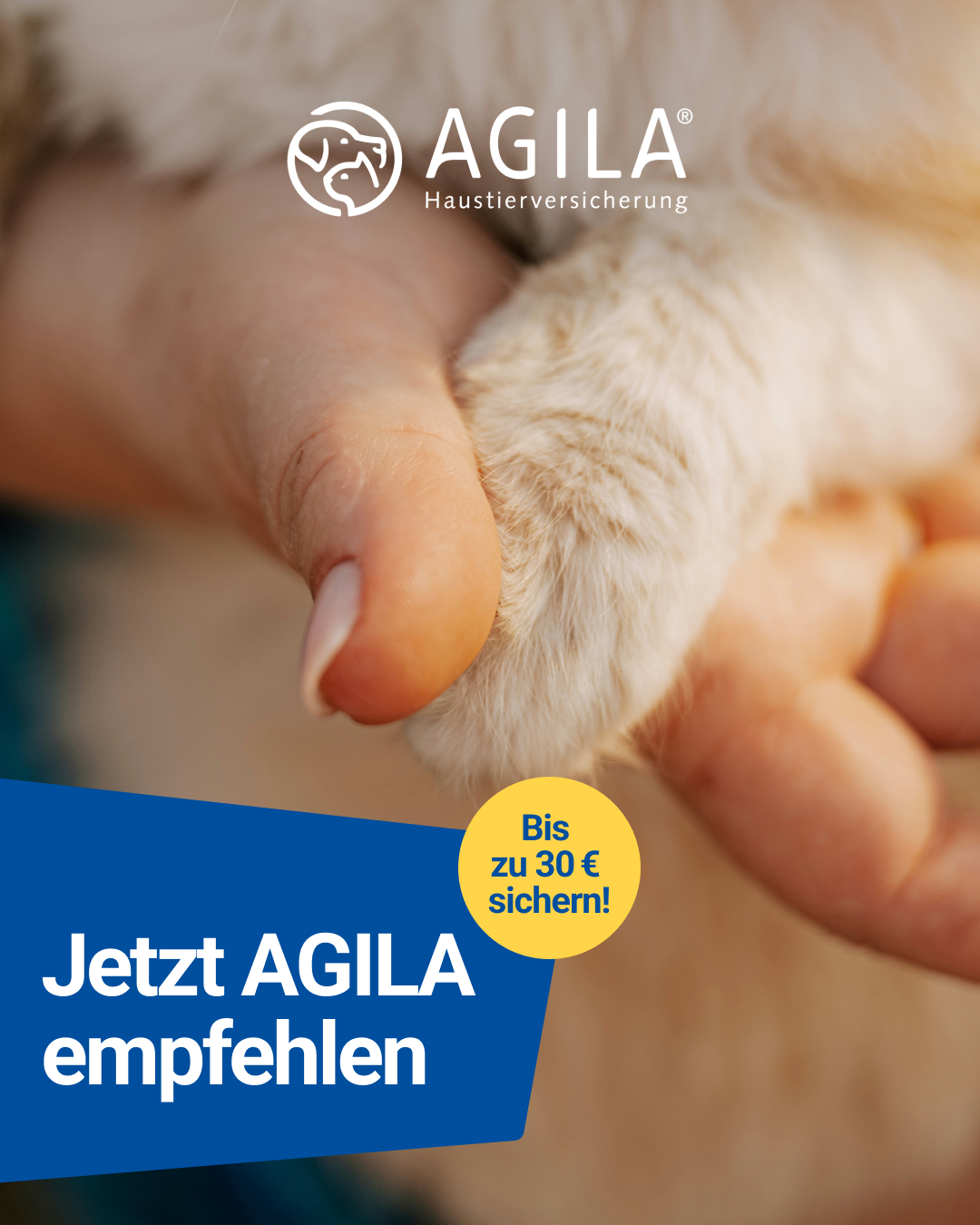 AGILA Haustierversicherung Facebook ad: Kunden werben Kunden, AGILA