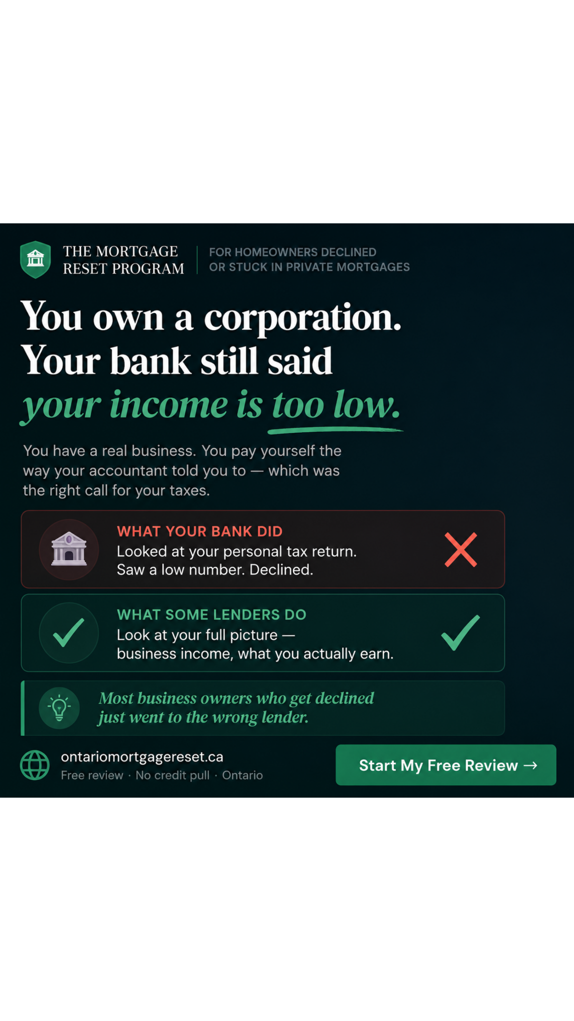 Ontario Mortgage Reset Facebook ad