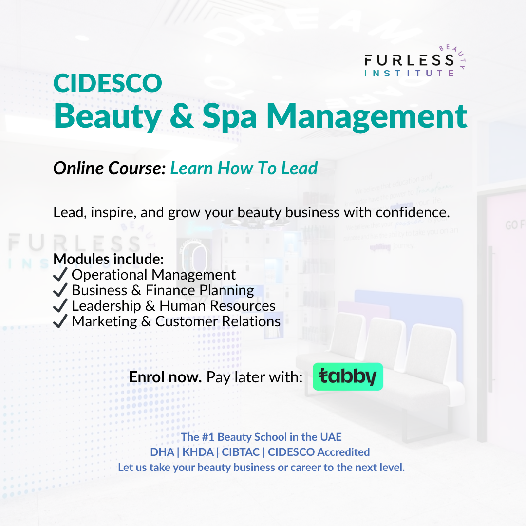 Furless Beauty Institute Facebook ad: CIDESCO Beauty & Spa Management Course