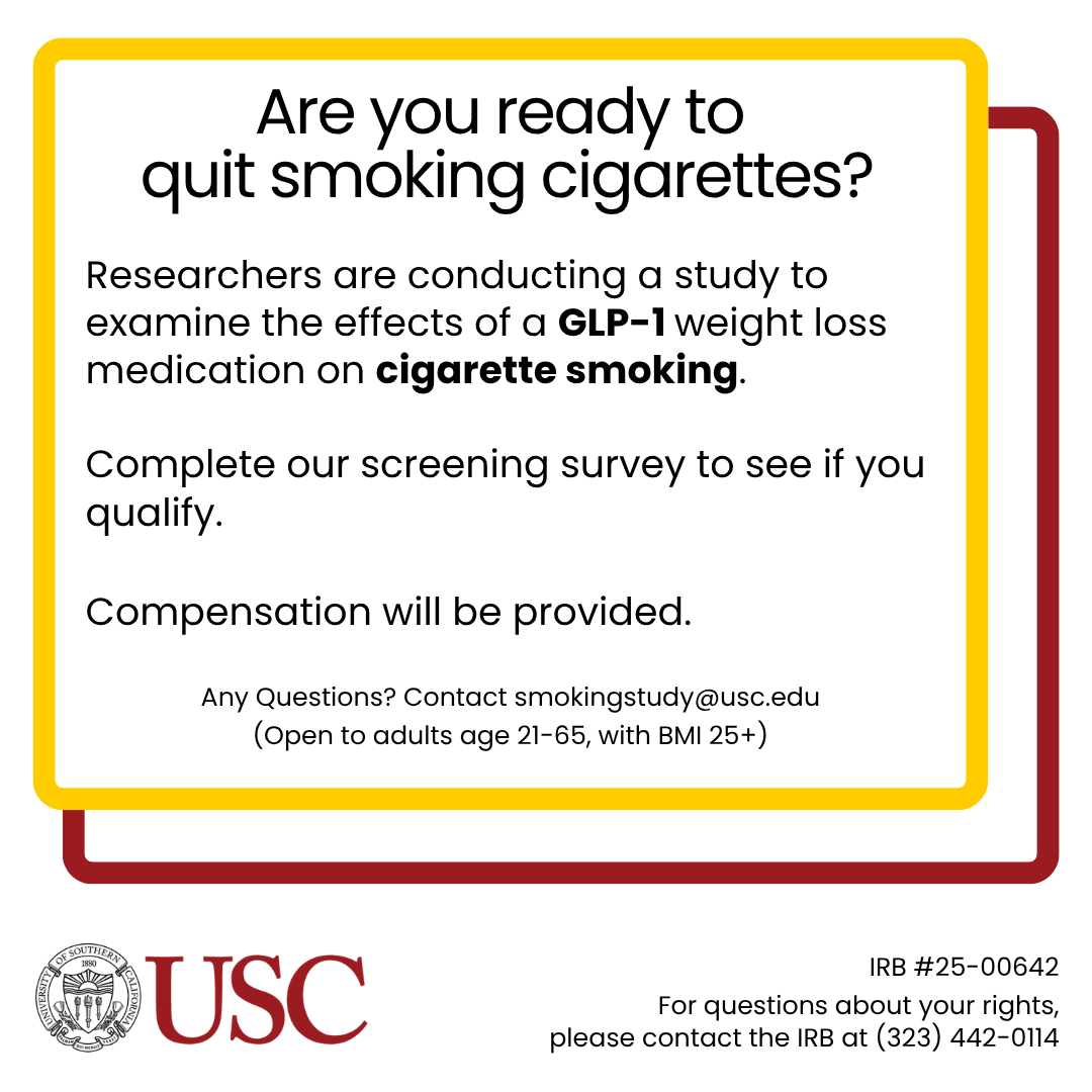 USC BARLab Facebook ad: GLP-1 Smoking Treatment Study