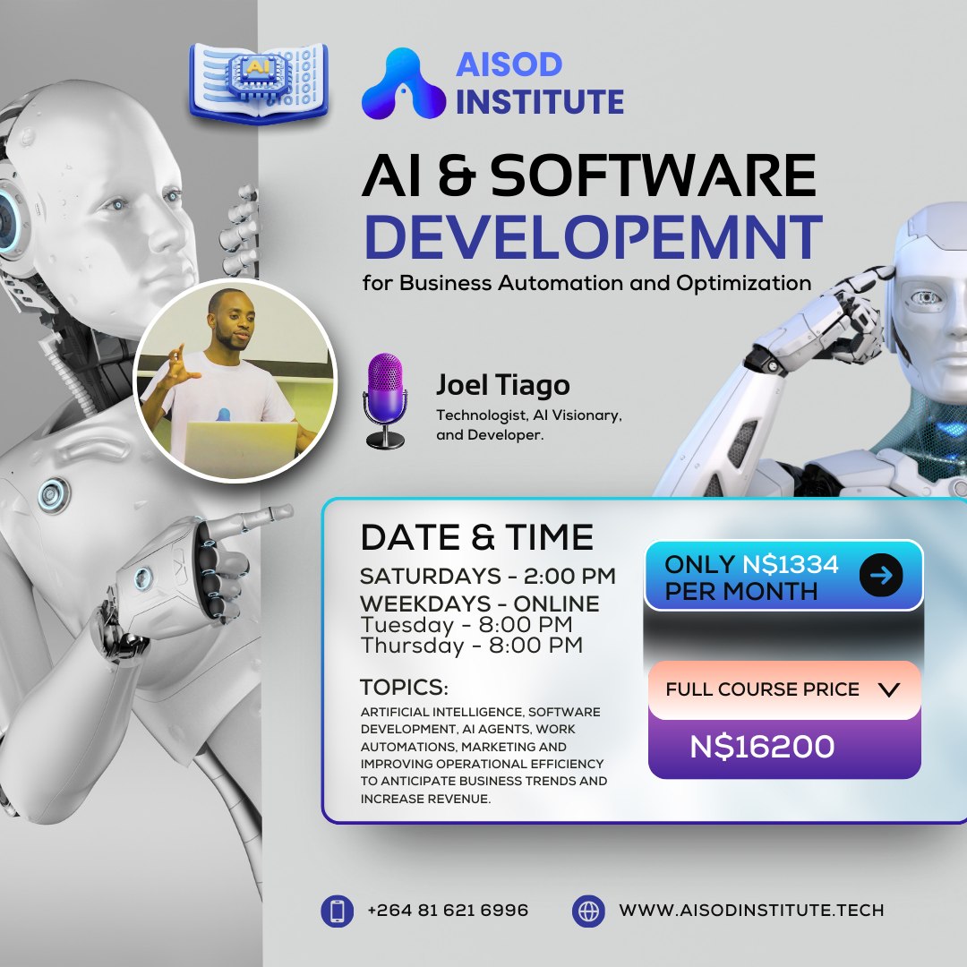 AISOD Inc. - Artificial Intelligence Service Optimization for Development Facebook ad: AI & Software Development Course For business automation…
