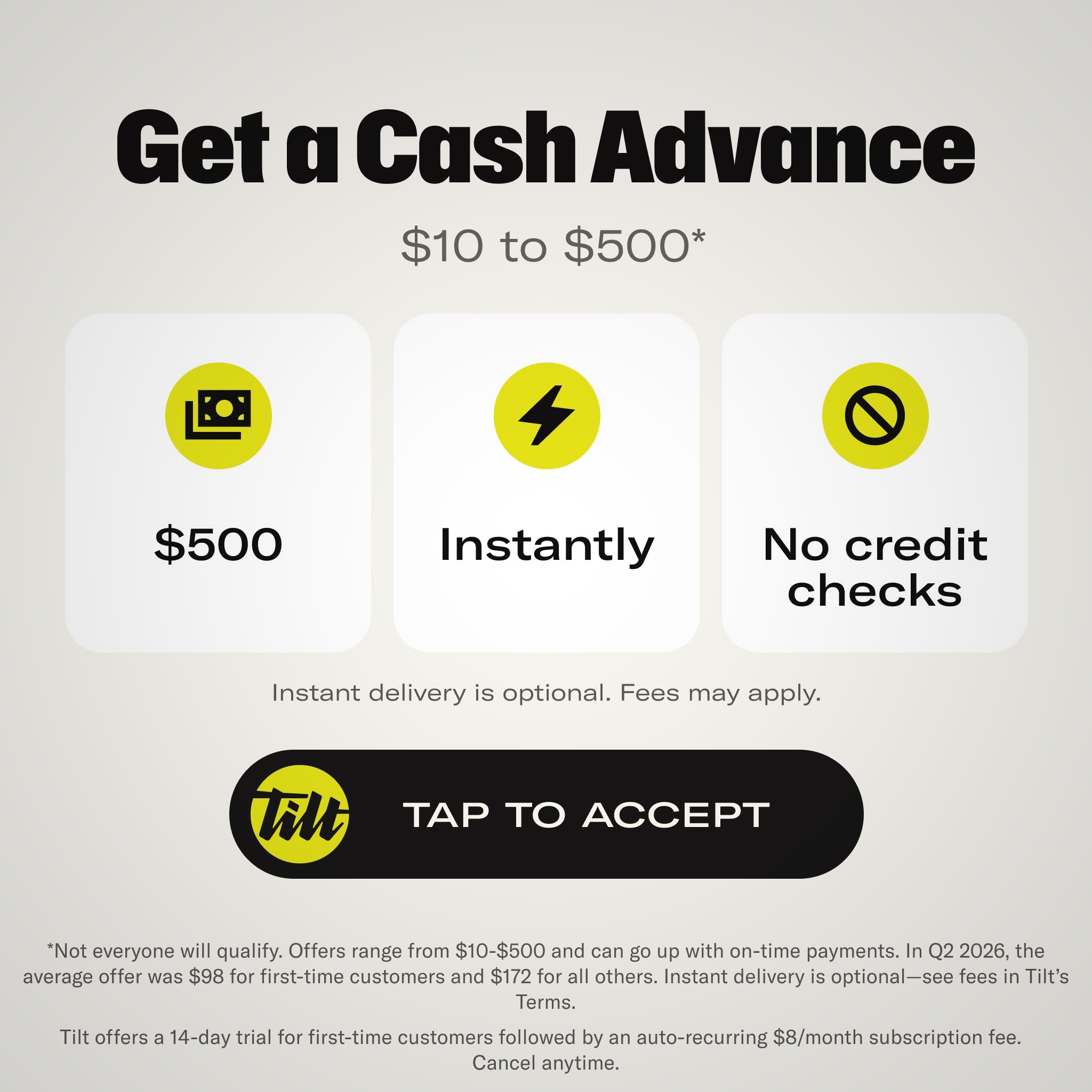 Tilt HQ Facebook ad: Try Tilt with a 14-day trial