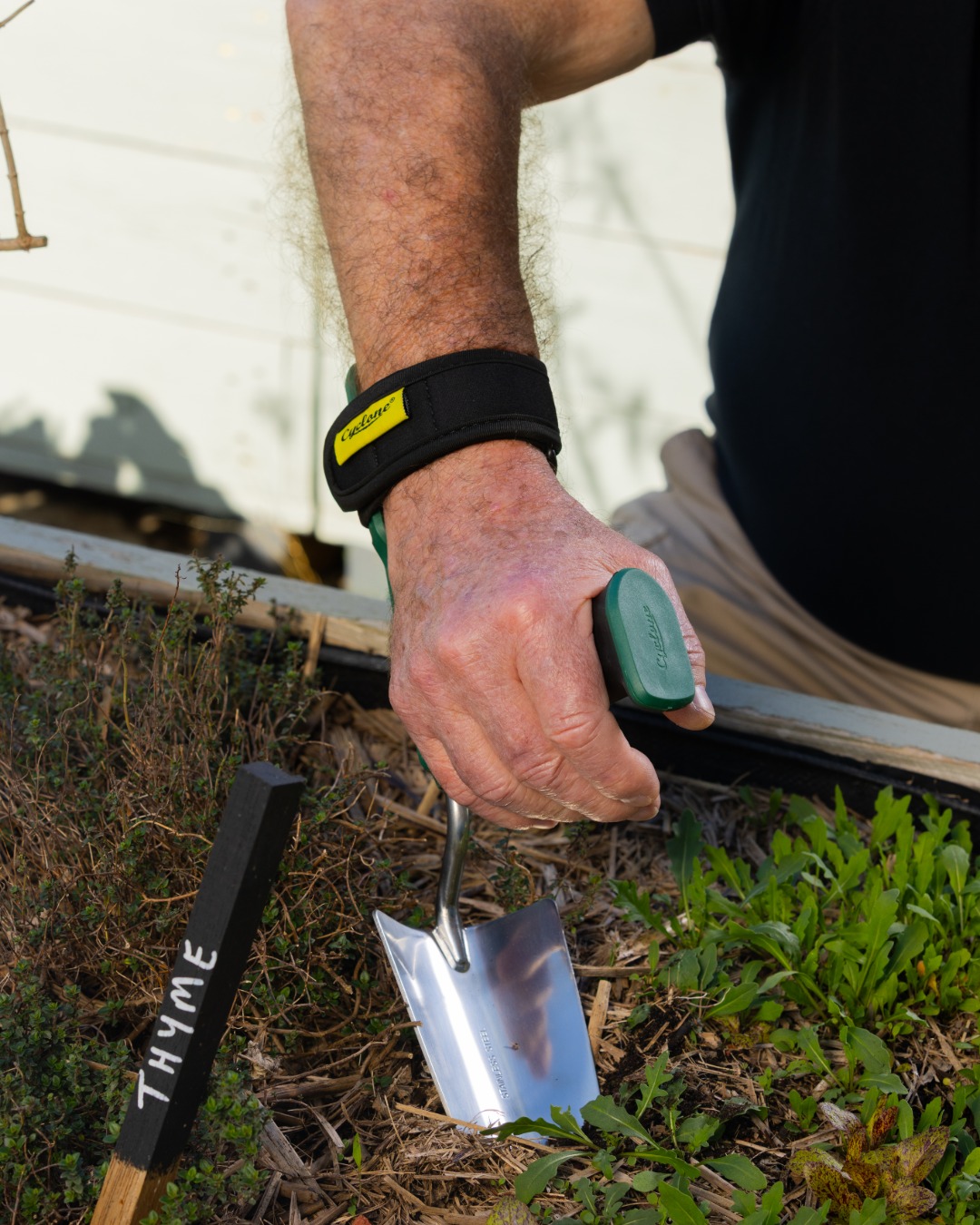 Cyclone Tools Facebook ad: Meet our new Forearm Support Garden Trowel.