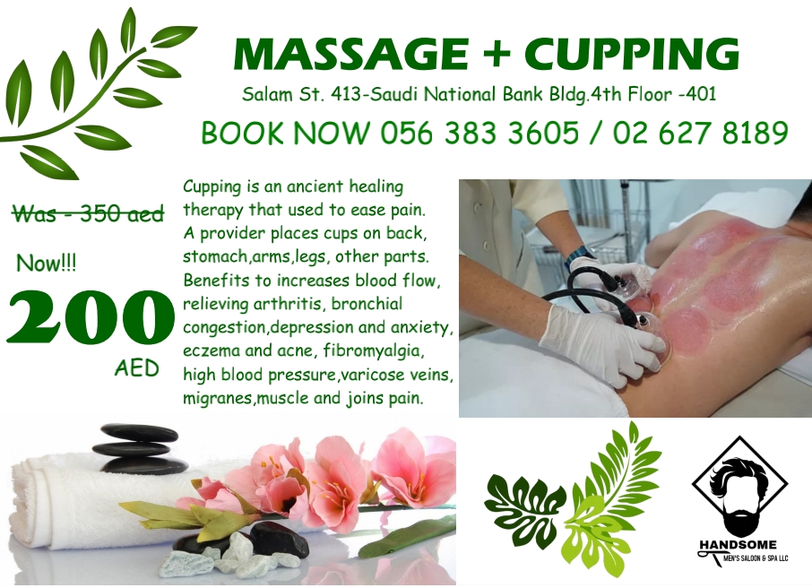 Handsome mens Salon & SPA Facebook ad: Many kind of massage, SPA, Moroccan bath, hair…