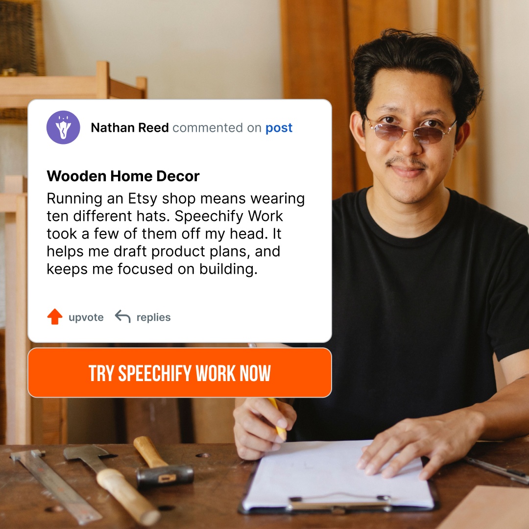 Speechify Work Facebook ad