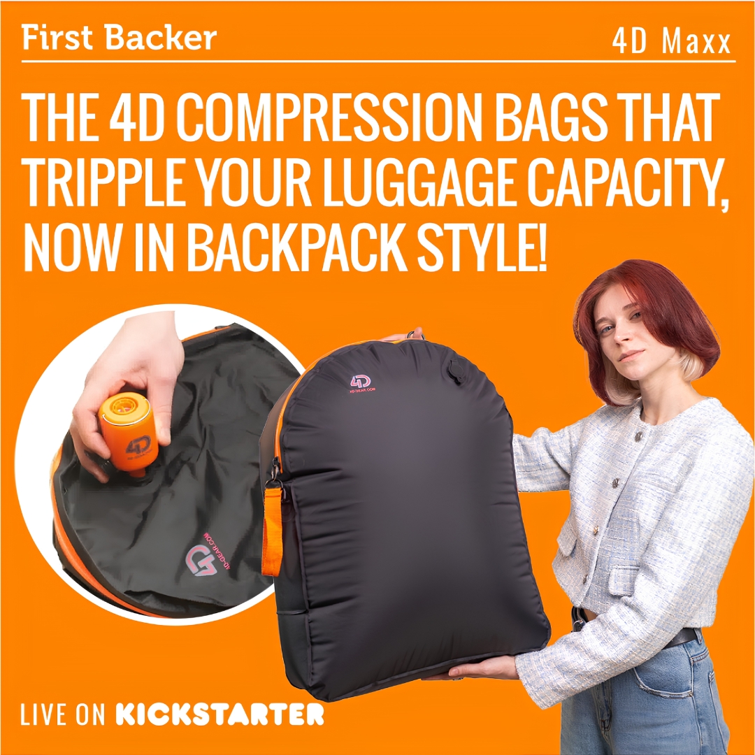 Best Design + Tech Crowdfunding Projects Facebook ad: Your Suitcase Just Grew 3x