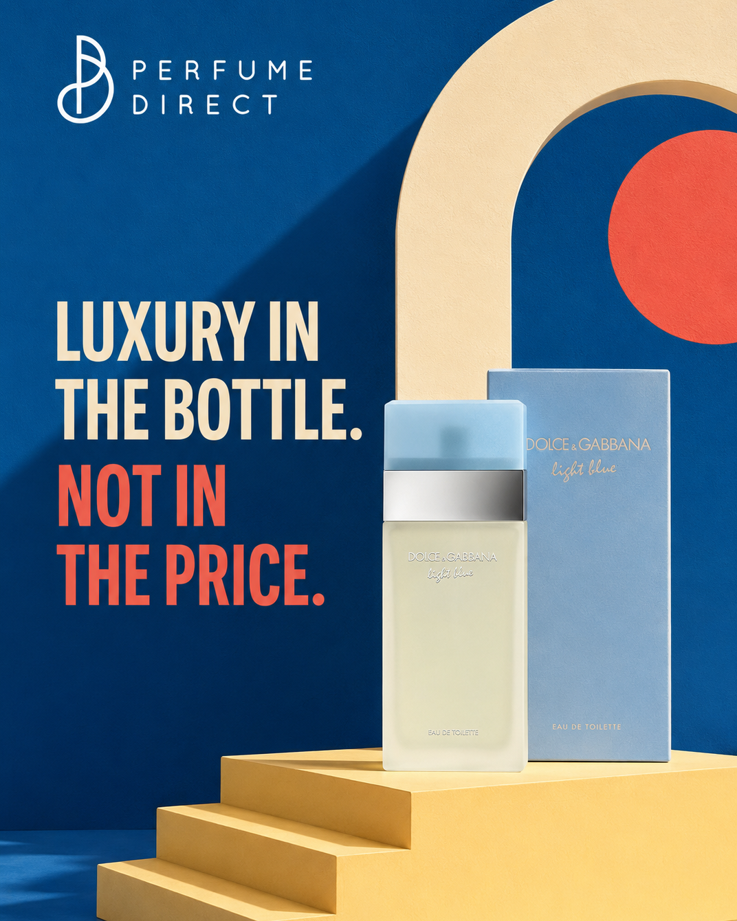 Perfume Direct Facebook ad: Light Blue, For Less