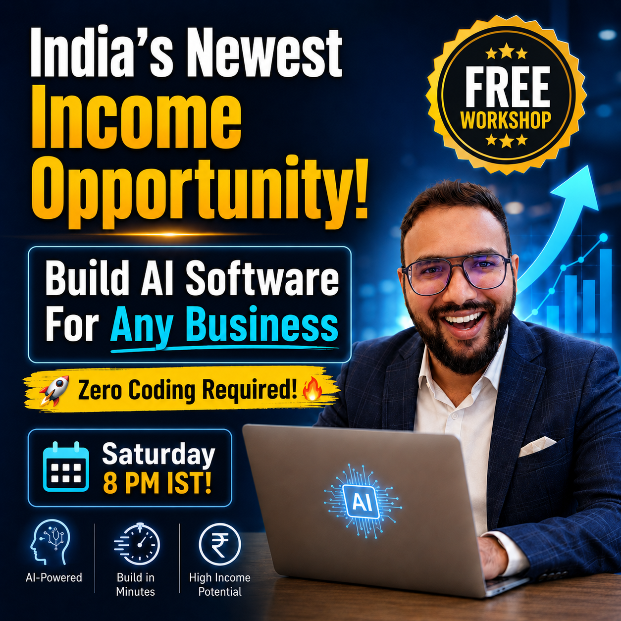 Kadam Saicharan Facebook ad: Free Workshop. Build AI Software