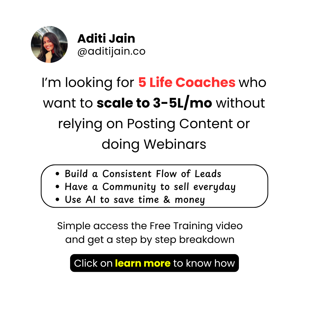AditiJain.Co Facebook ad: Attract 10+ High Ticket Clients in 90 Days