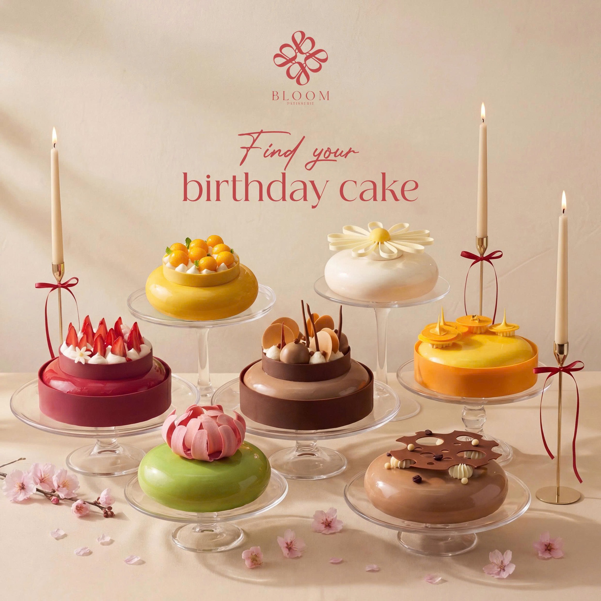 Bloom Patisserie Đà Nẵng Facebook ad: 𝐅𝐢𝐧𝐝 𝐲𝐨𝐮𝐫 𝐛𝐢𝐫𝐭𝐡𝐝𝐚𝐲 𝐜𝐚𝐤𝐞