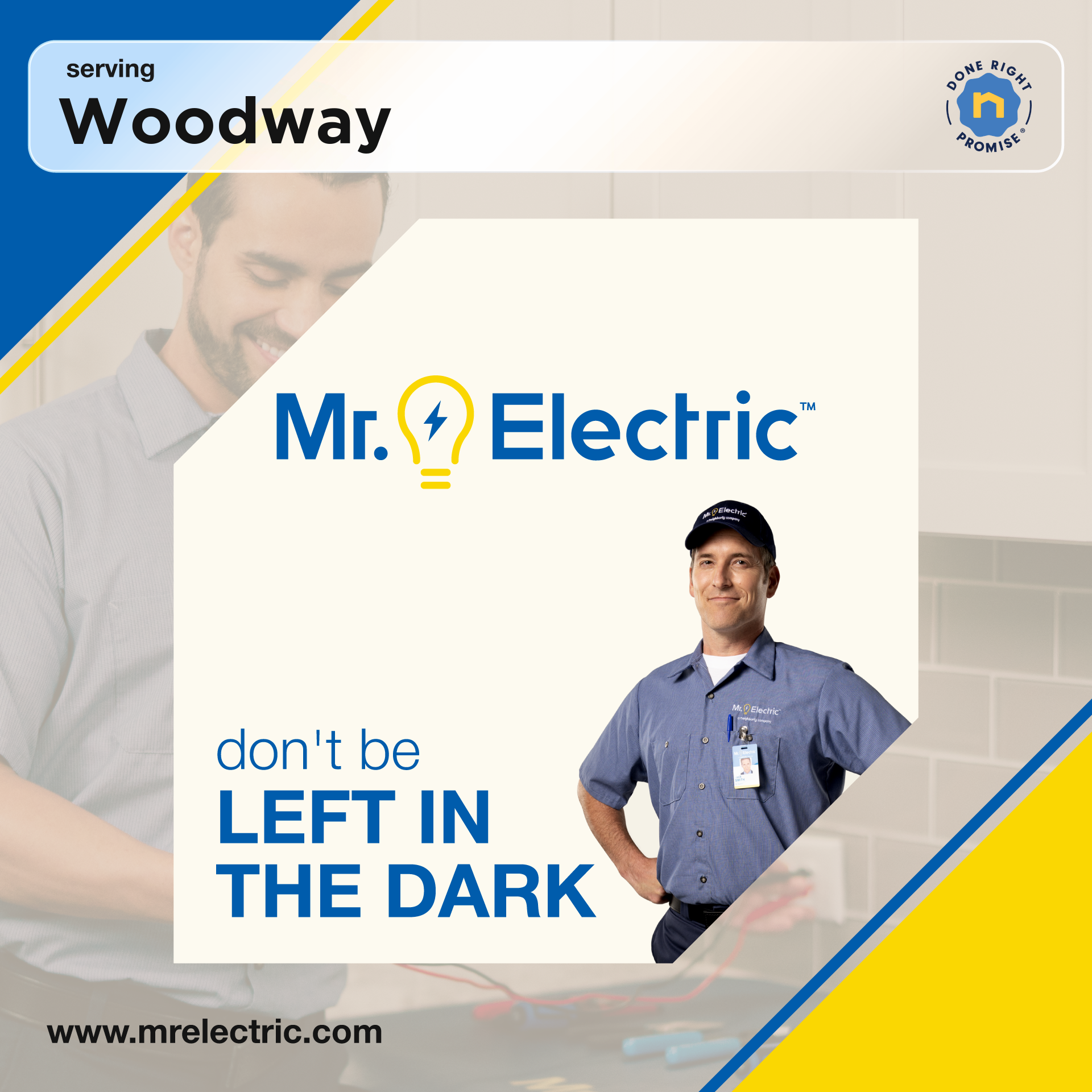 Mr. Electric of Waco Facebook ad: Mr. Electric Does It Right