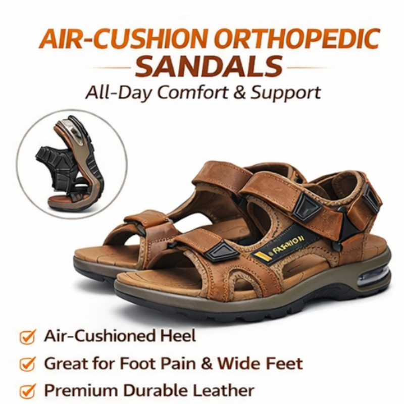 Elvonira Facebook ad: Men’s Orthopedic Air Cushion Sandals, Breathable Leather &…