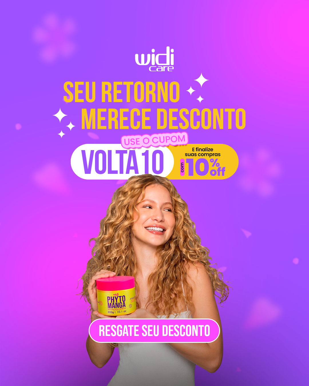 Widi Care Facebook ad: Cupom VOLTA10