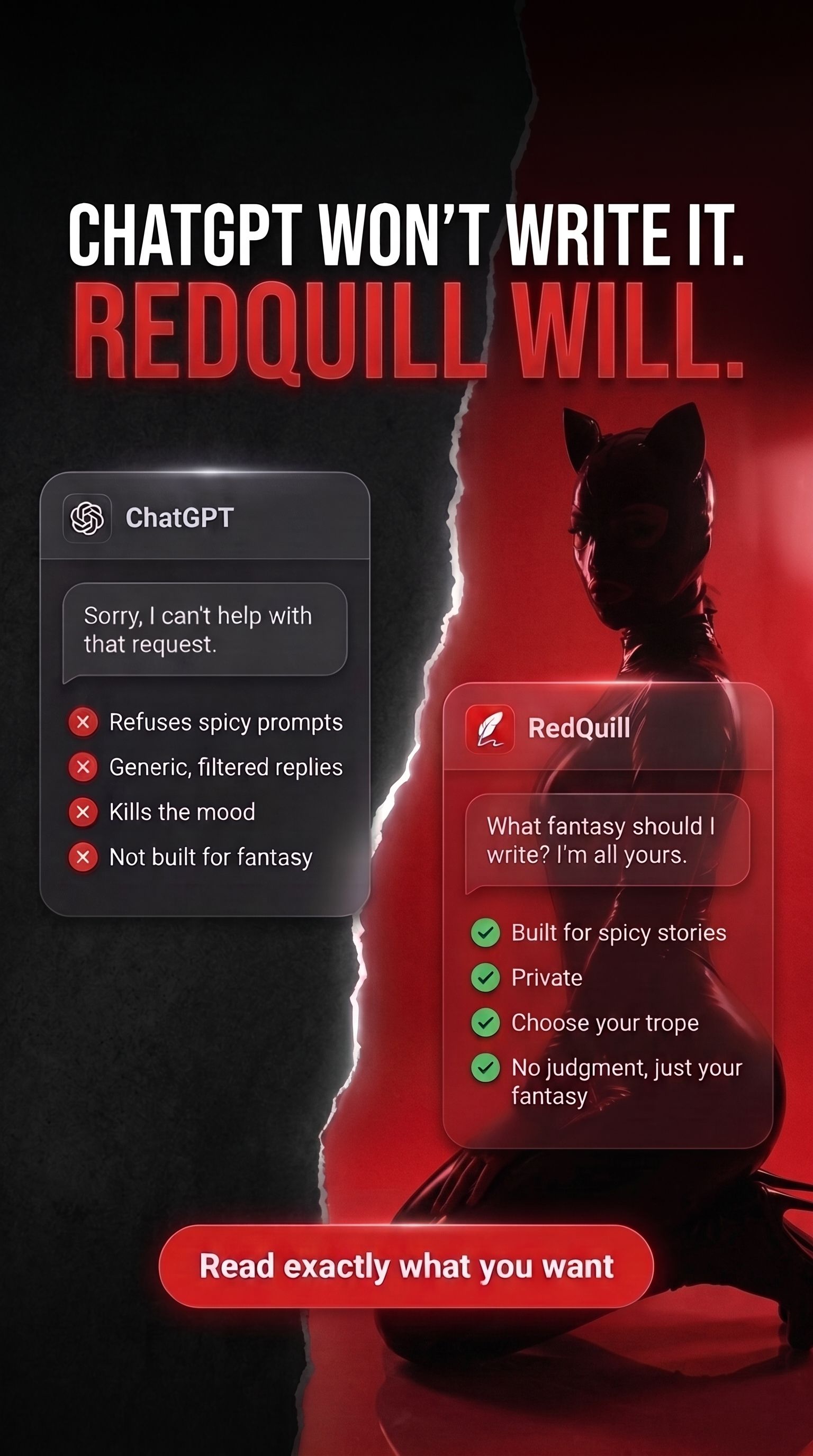 RedQuill Facebook ad: Like your favorite romance novel, but personal