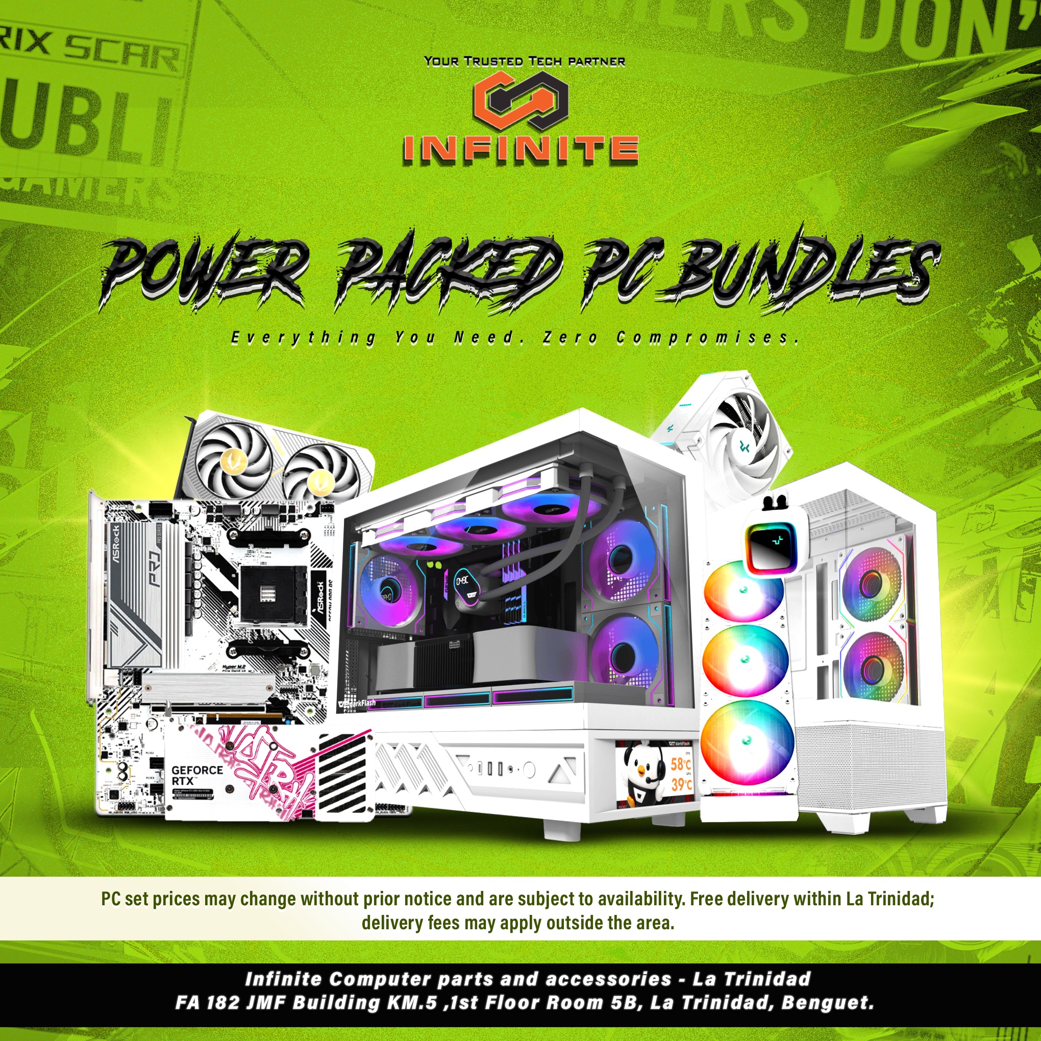 Infinite Computer Parts Facebook ad: POWER PACKED PC BUNDLES!
