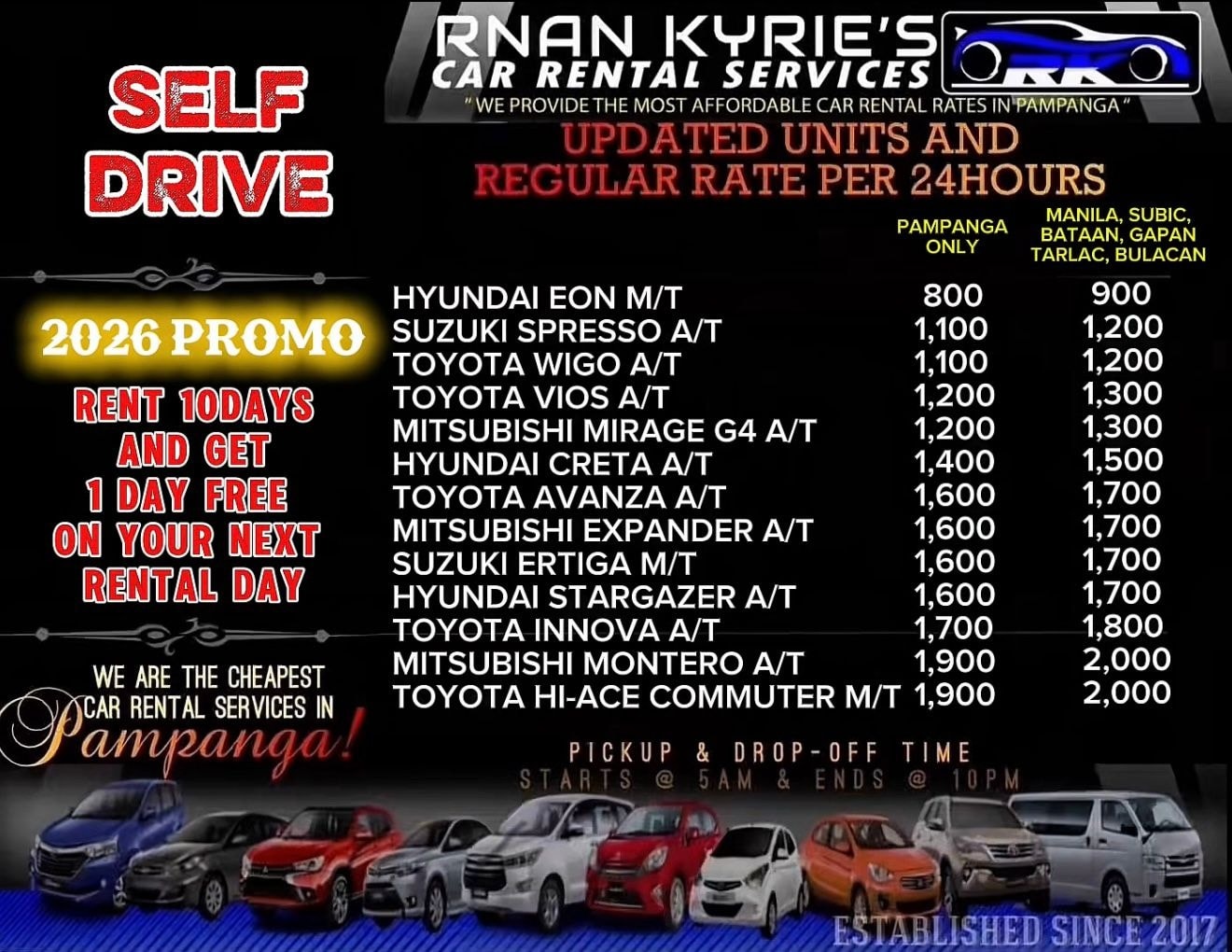 Car For Rent Facebook ad: BUDGET-FRIENDLY CAR RENTALS