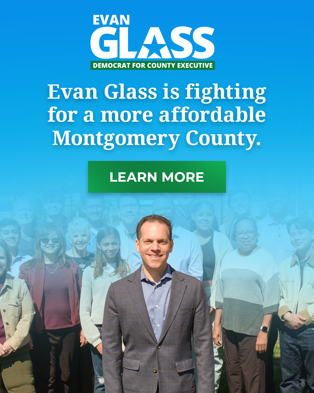 Evan Glass Facebook ad: Vote Evan Glass for County Executive
